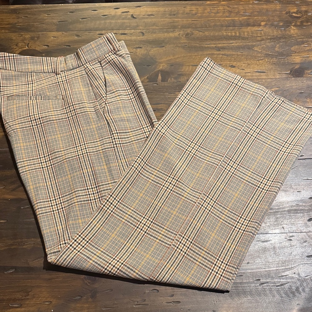 GAP Brown Checkered Wide-Leg Dress Pants, 13 TALL